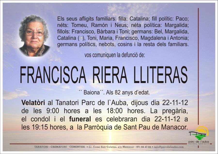 FRANCISCA RIERA  LLITERAS