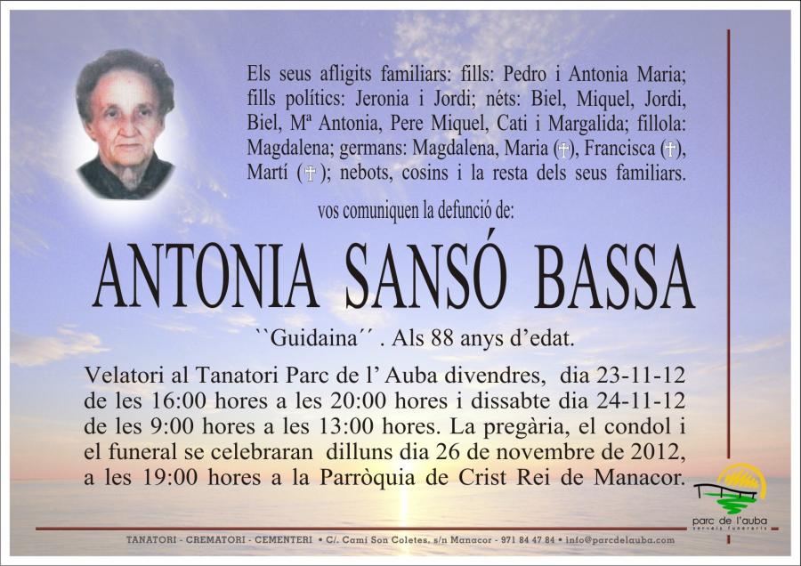 ANTONIA SANSÓ  BASSA