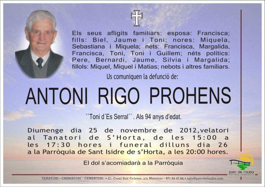 ANTONI RIGO PROHENS