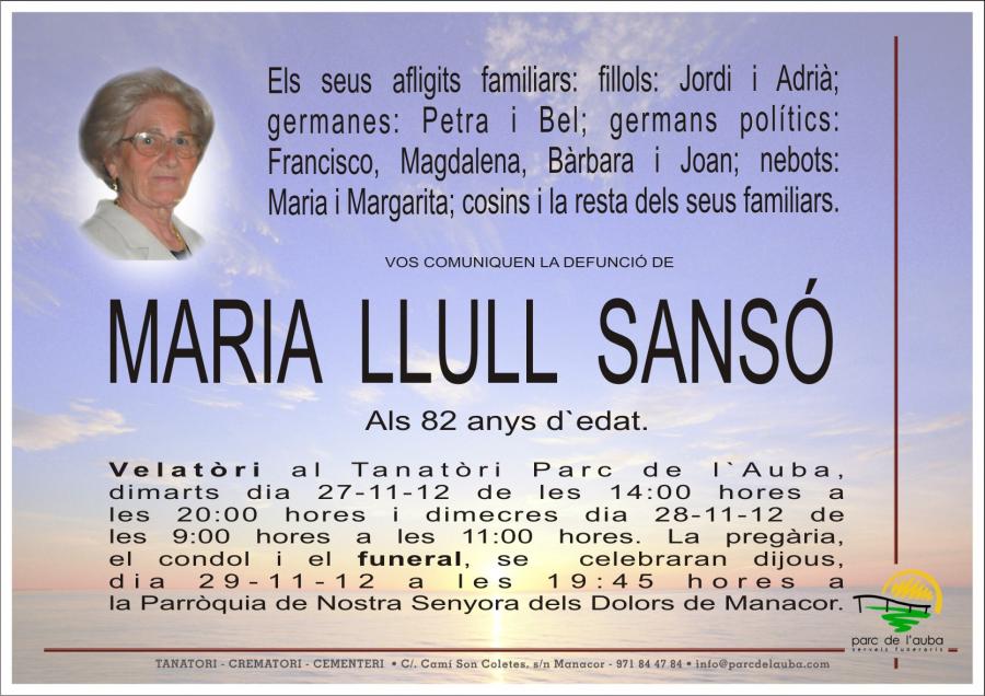 MARIA LLULL  SANSÓ