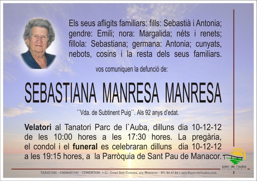 SEBASTIANA MANRESA  MANRESA