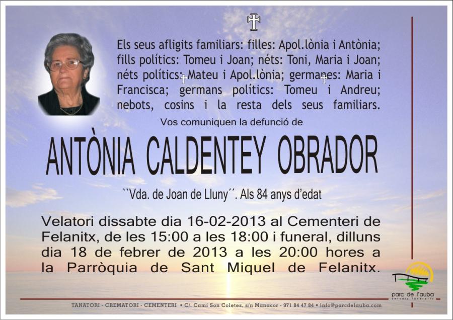 ANTÃ'NIA  CALDENTEY  OBRADOR