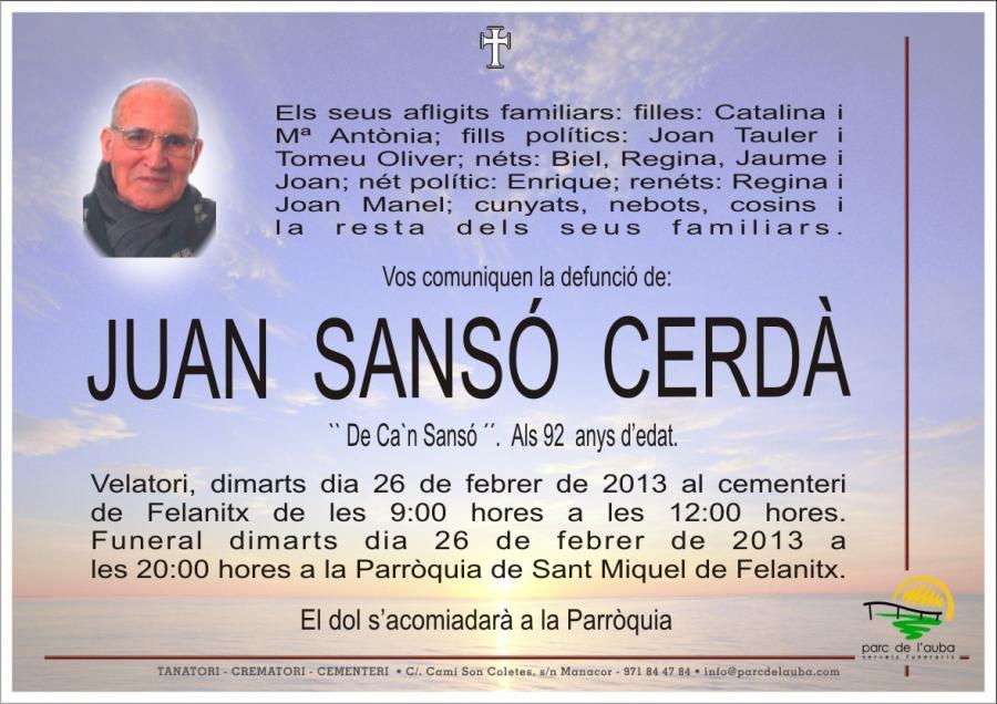JUAN SANSÓ  CERDÀ
