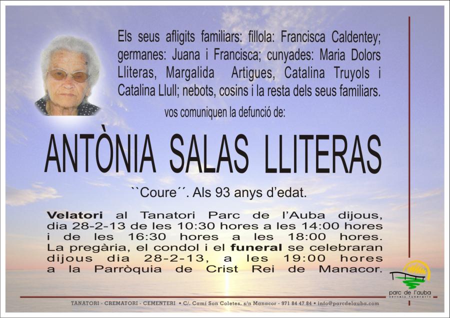 ANTÃ'NIA   SALAS  LLITERAS