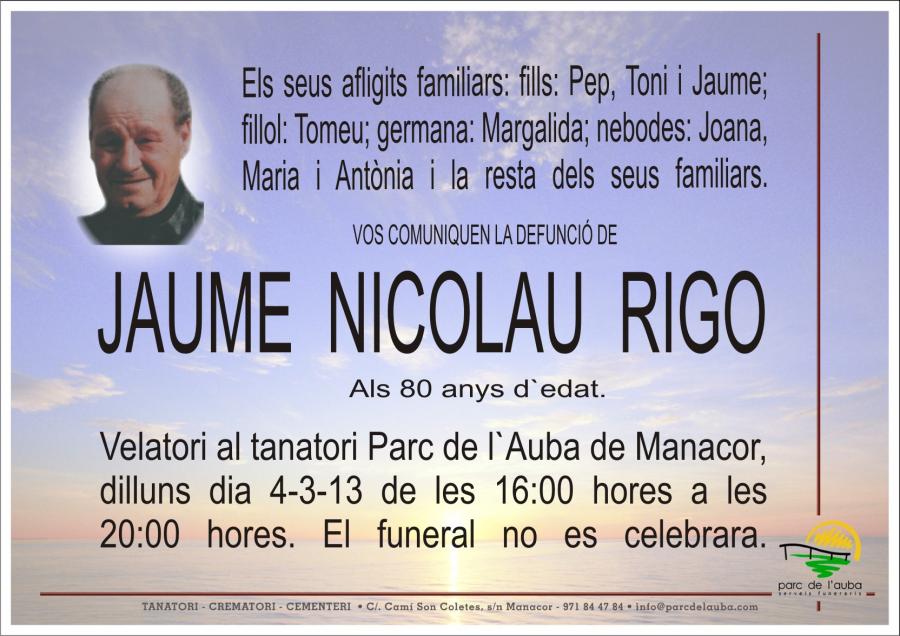JAUME NICOLAU  RIGO