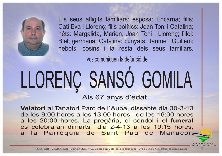 LLORENÇ SANSÓ  GOMILA