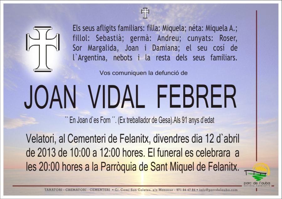 JOAN VIDAL  FEBRER
