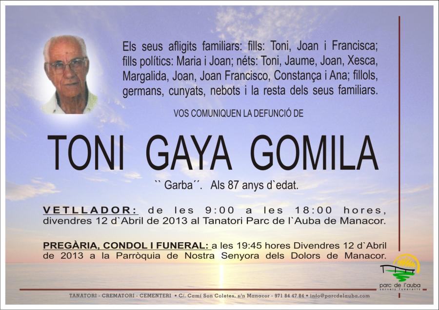 TONI GAYA  GOMILA