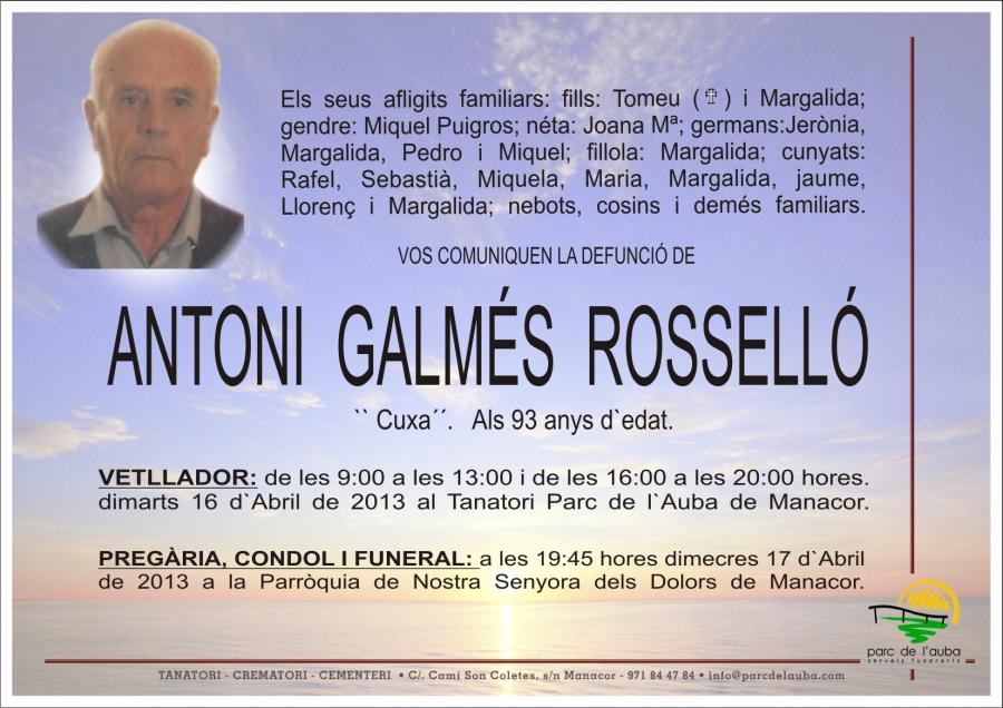 ANTONI GALMÉS ROSSELLÓ