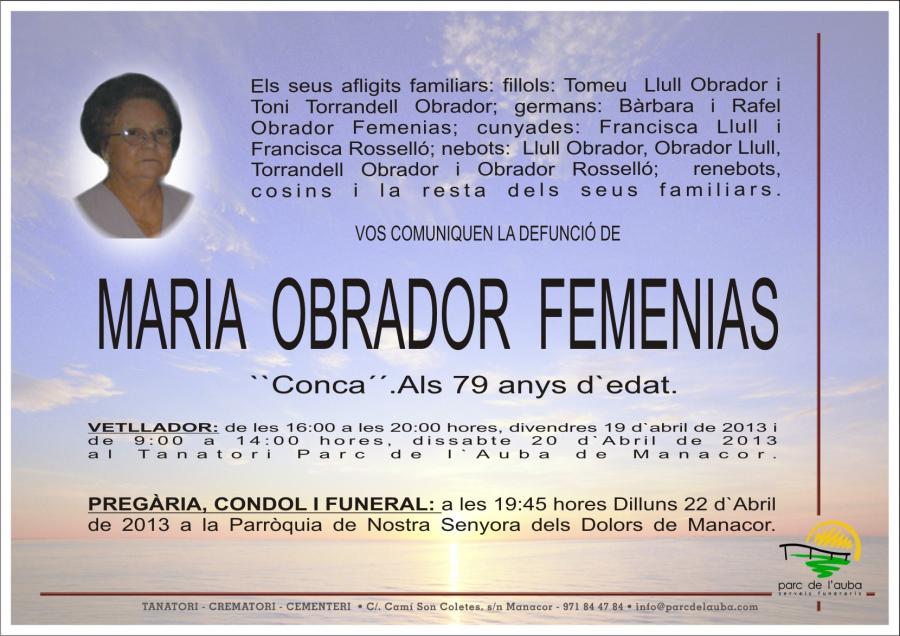 MARIA  OBRADOR  FEMENIAS