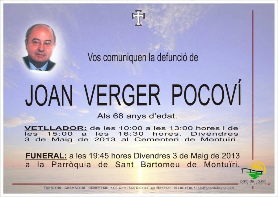 JOAN VERGER  POCOVÍ