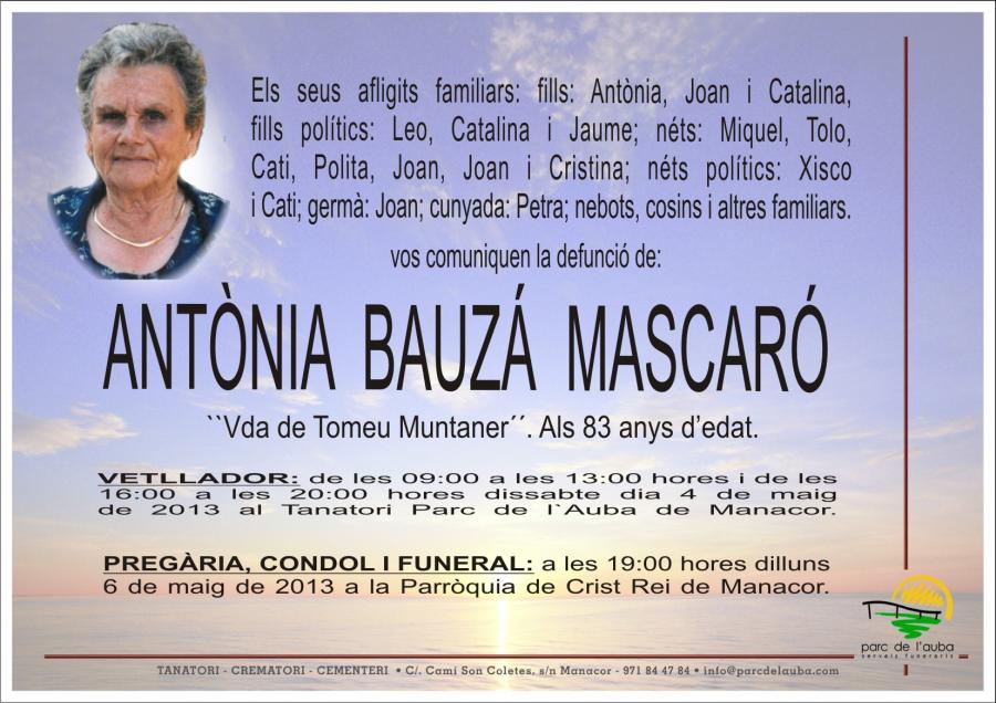 ANTÃ'NIA BAUZÁ MASCARÓ