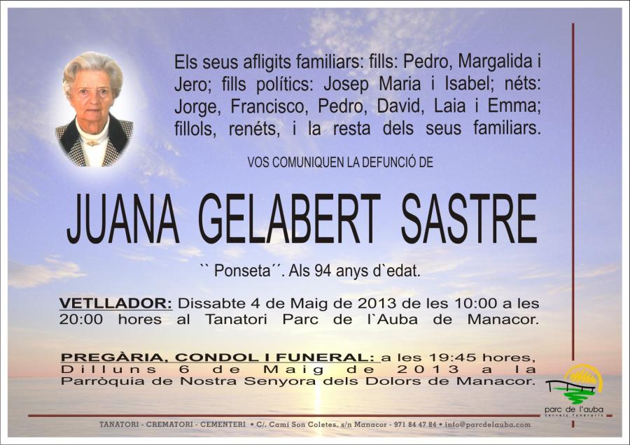 JUANA GELABERT   SASTRE
