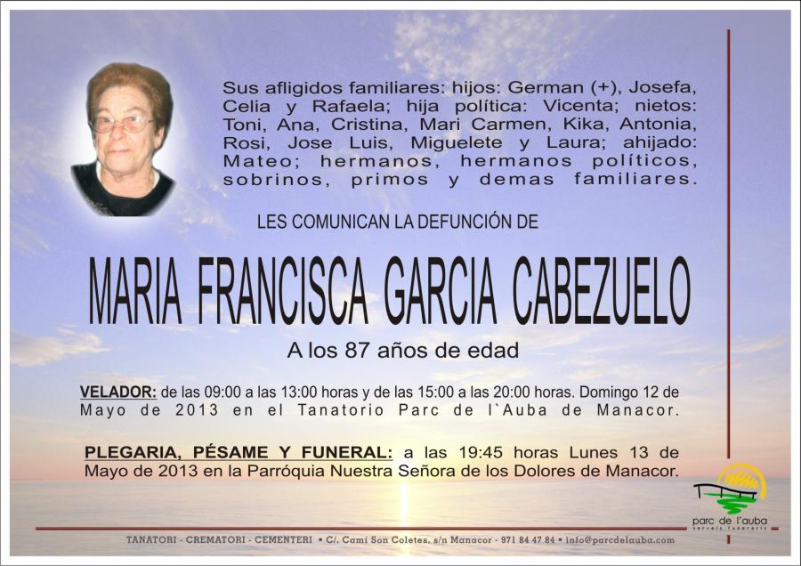 MARIA  FRANCISCA GARCIA  CABEZUELO