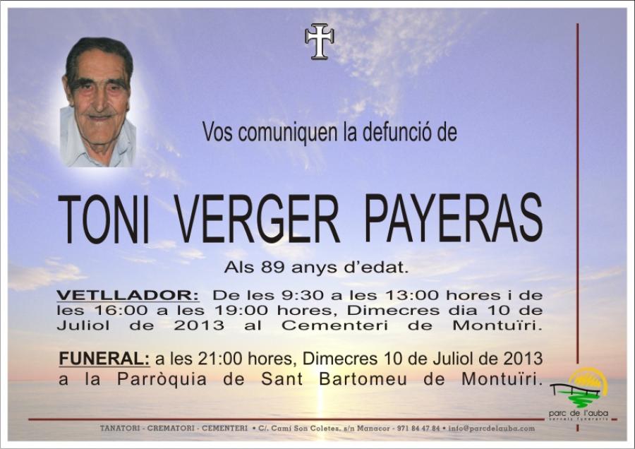TONI VERGER  PAYERAS