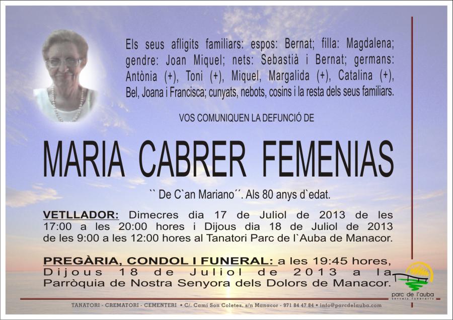 MARIA CABRER  FEMENIAS