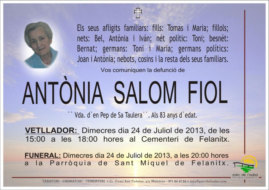 ANTÃ'NIA SALOM  FIOL