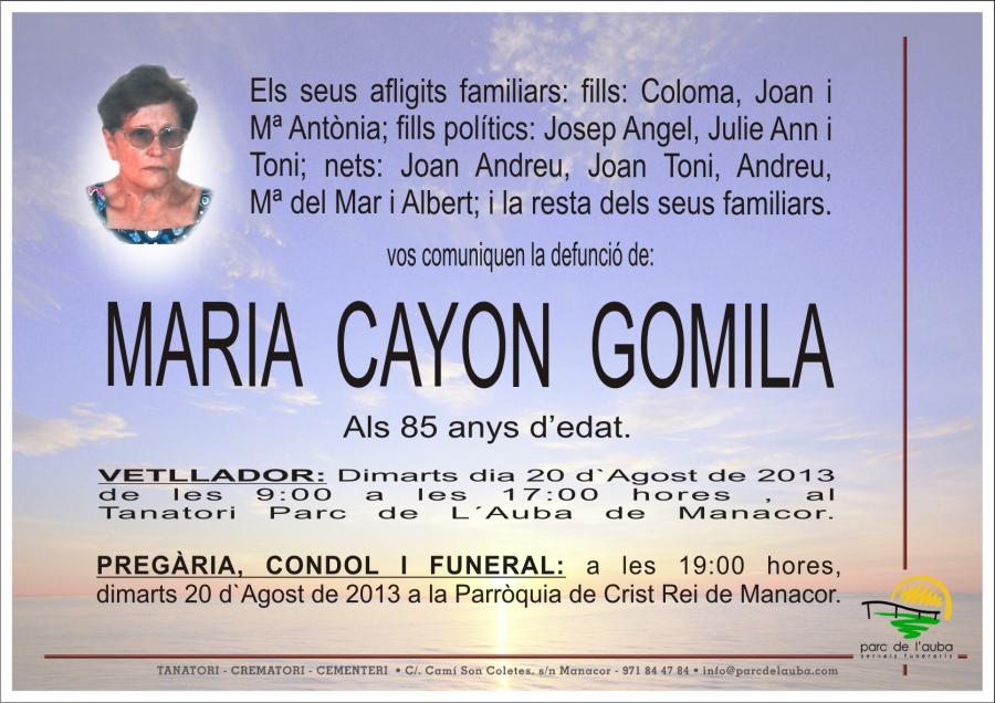 MARIA CAYON  GOMILA