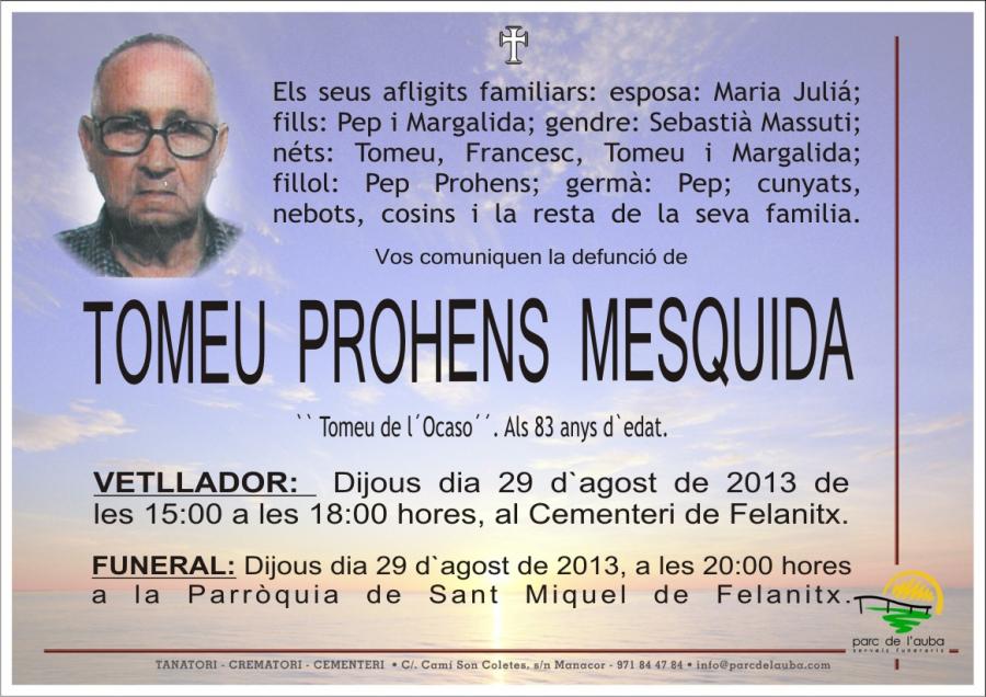 TOMEU PROHENS MESQUIDA