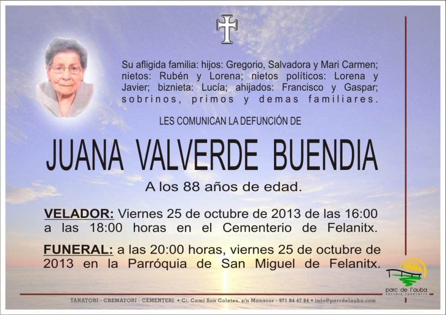 JUANA VALVERDE  BUENDIA