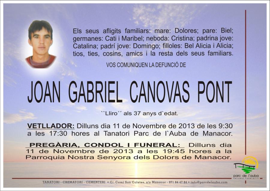JOAN  GABRIEL CANOVAS  PONT