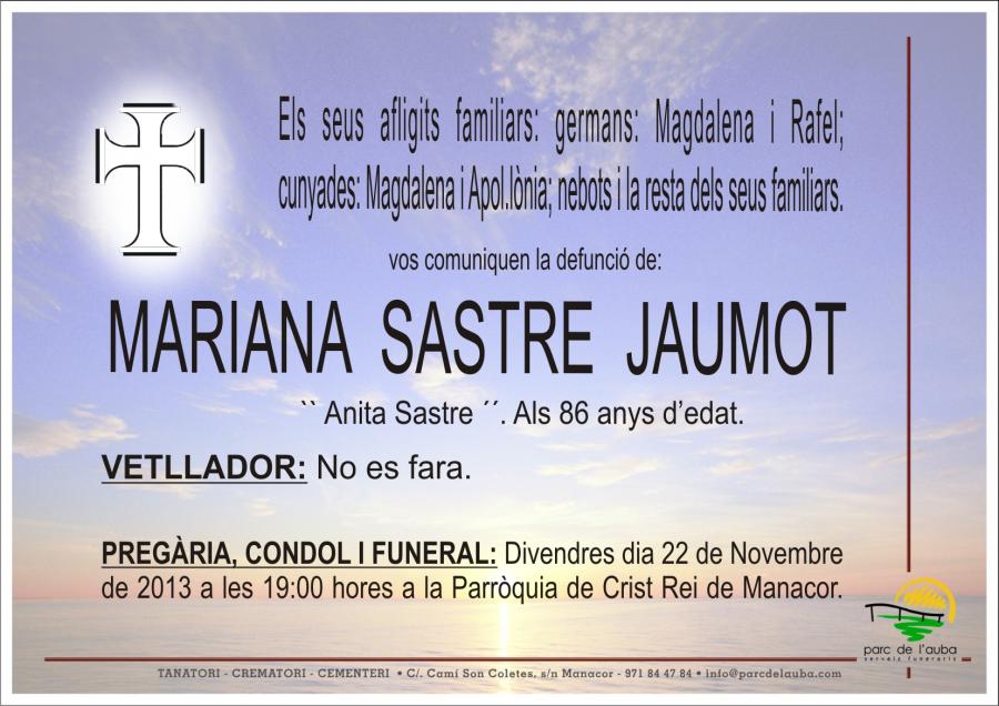MARIANA SASTRE  JAUMOT