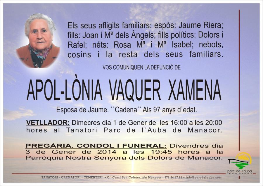 APOL-LÃ'NIA VAQUER XAMENA