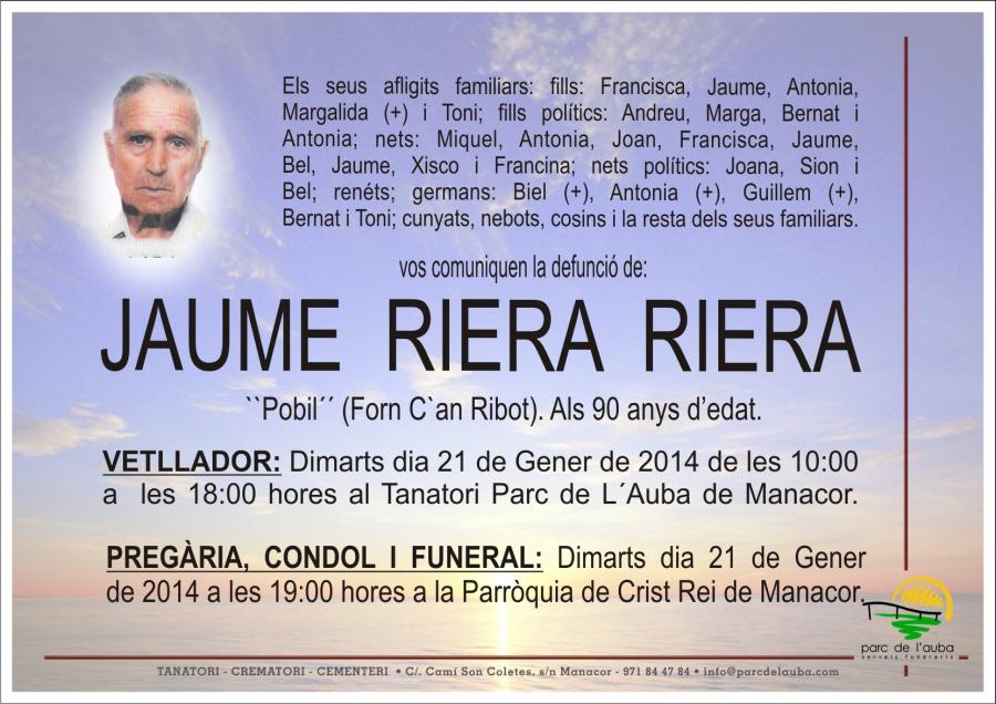 JAUME RIERA  RIERA