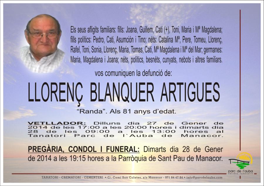 LLORENÇ BLANQUER ARTIGUES