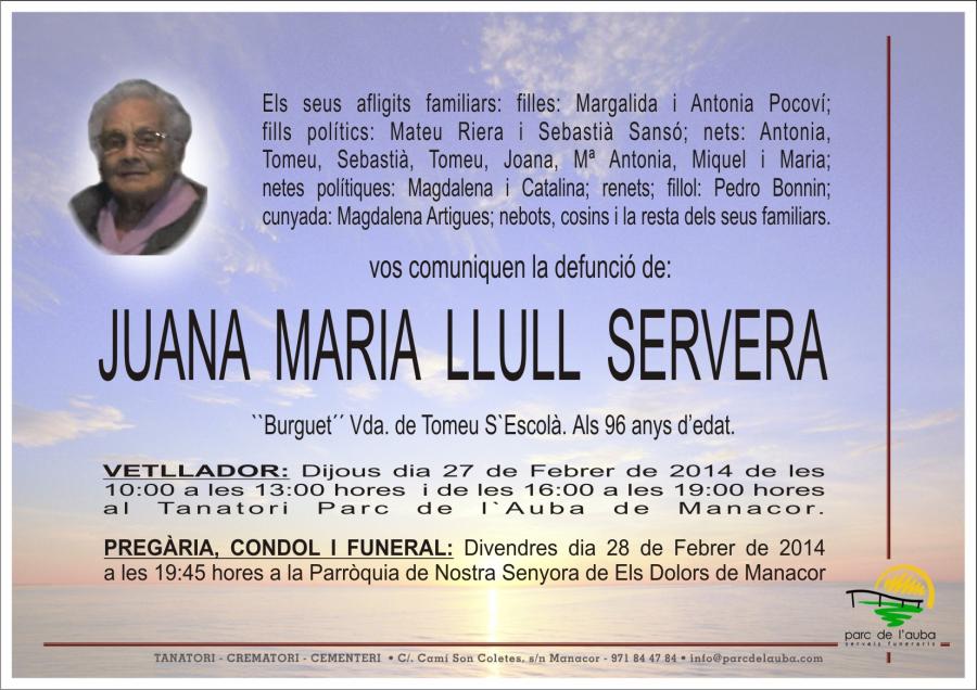 JUANA  MARIA LLULL  SERVERA