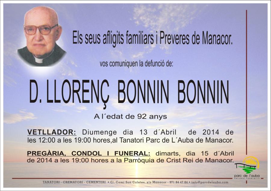 D. LLORENÇ BONNIN BONNIN