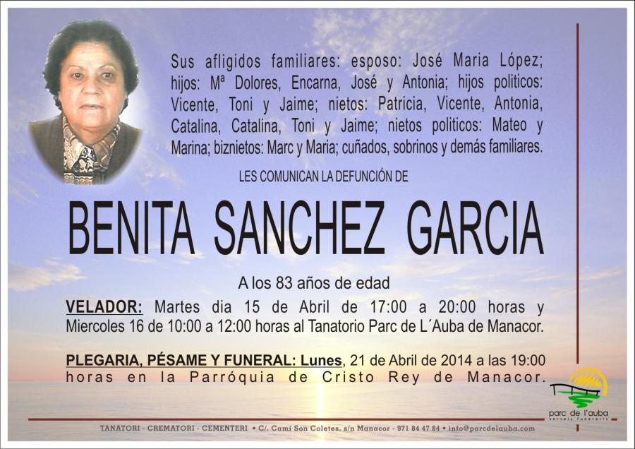 BENITA SANCHEZ GARCIA