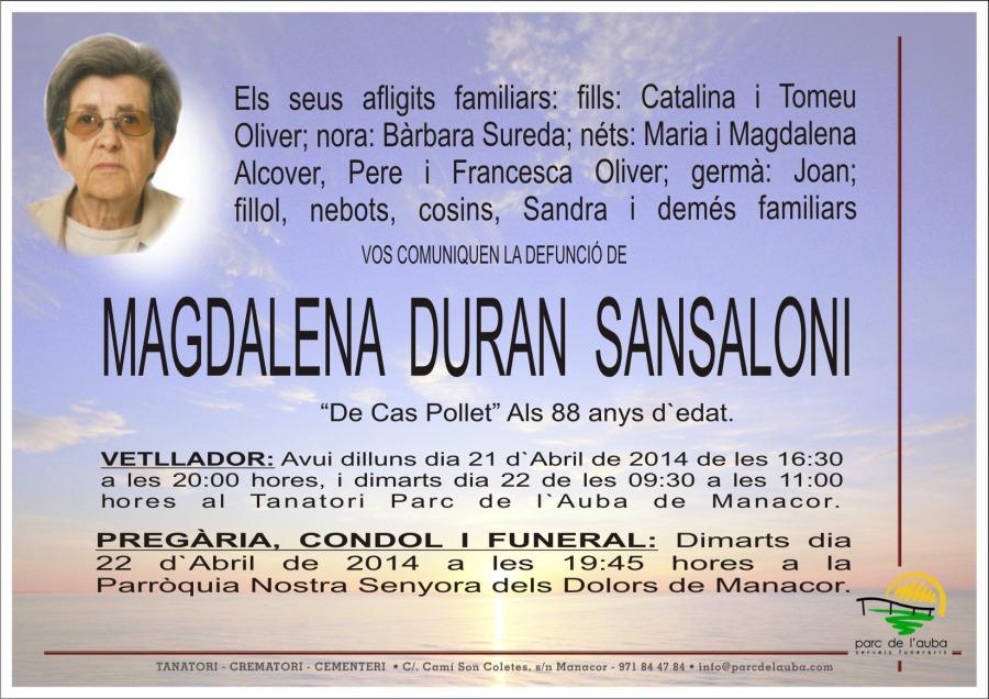 MAGDALENA DURAN SANSALONI