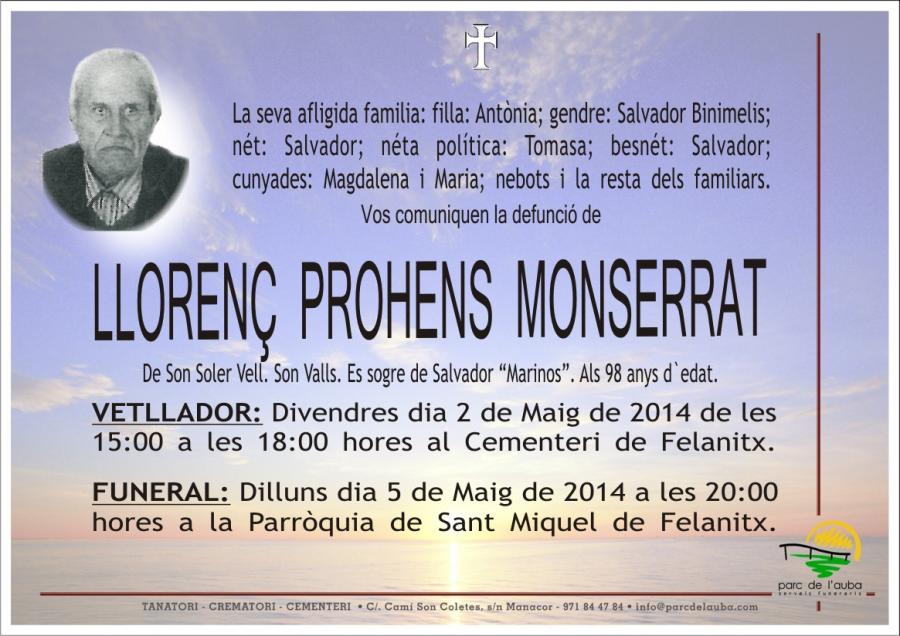 LLORENÇ PROHENS MONSERRAT