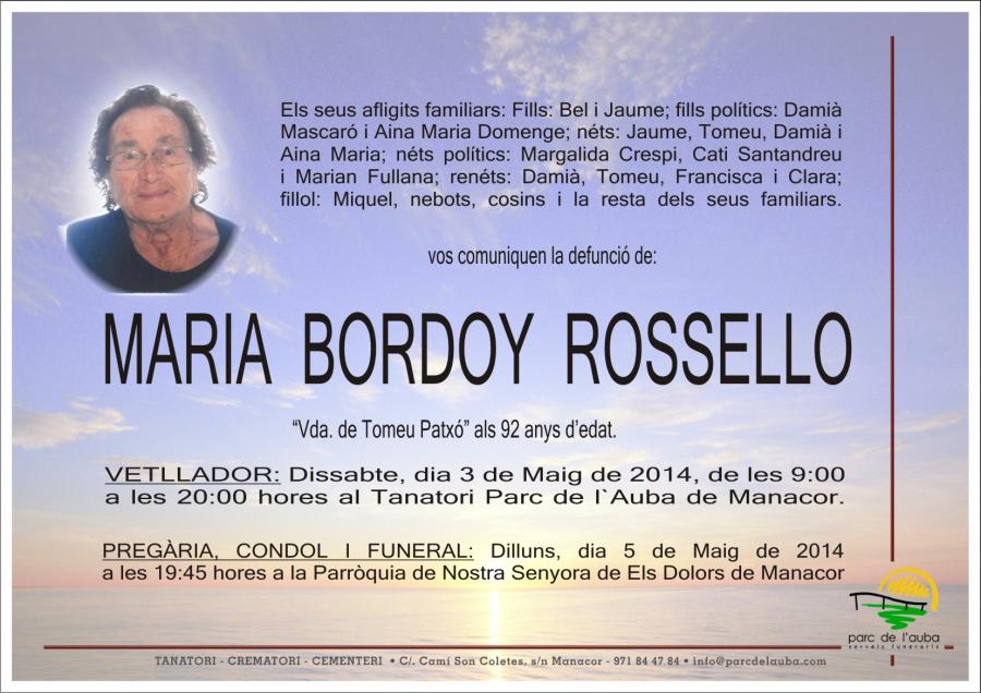 MARIA BORDOY ROSSELLO