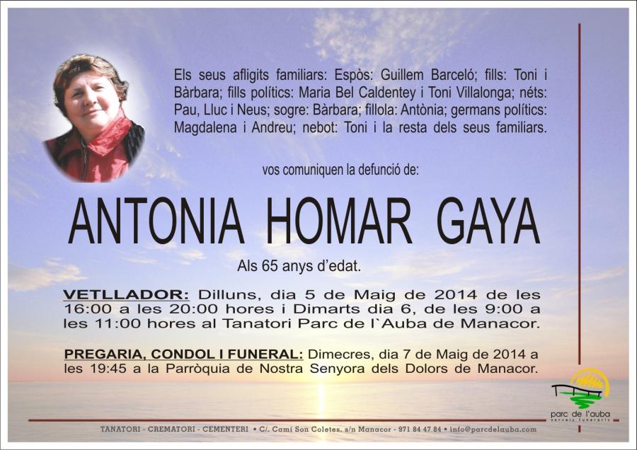 ANTONIA  HOMAR GAYA