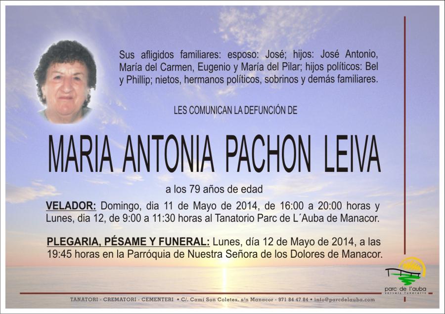 MARIA  ANTONIA PACHON  LEIVA