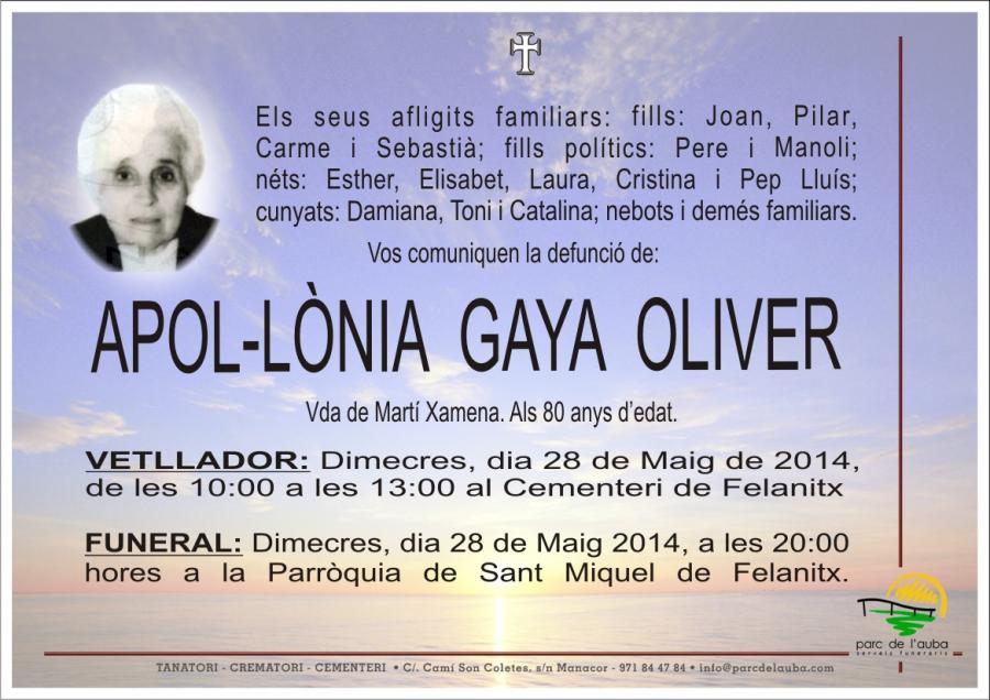 APOL-LÃ'NIA  GAYA OLIVER