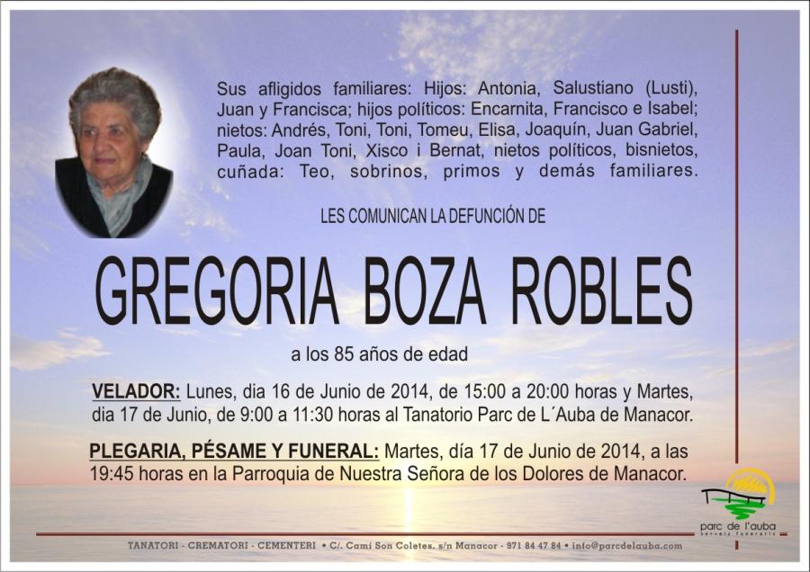 GREGORIA  BOZA ROBLES