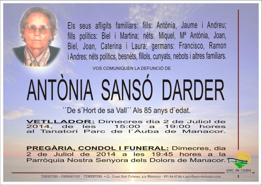ANTÃ'NIA SANSÓ DARDER