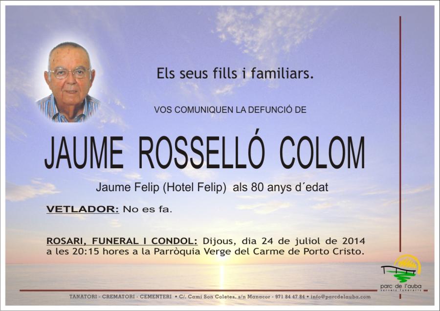 JAUME ROSSELLÓ  COLOM