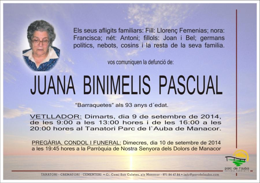 JUANA BINIMELIS PASCUAL