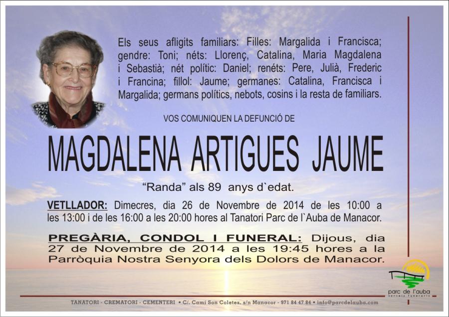 MAGDALENA ARTIGUES  JAUME