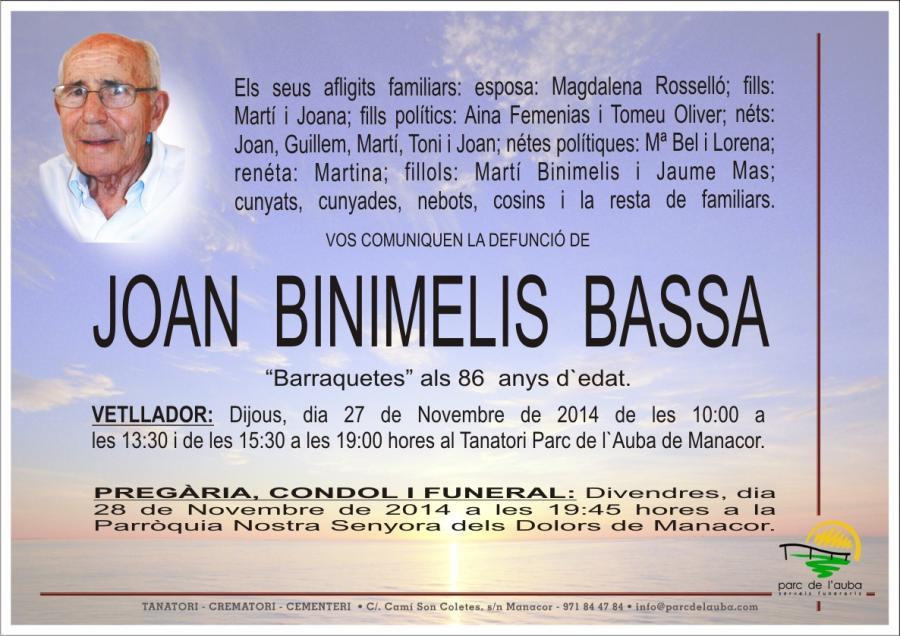 JOAN BINIMELIS BASSA