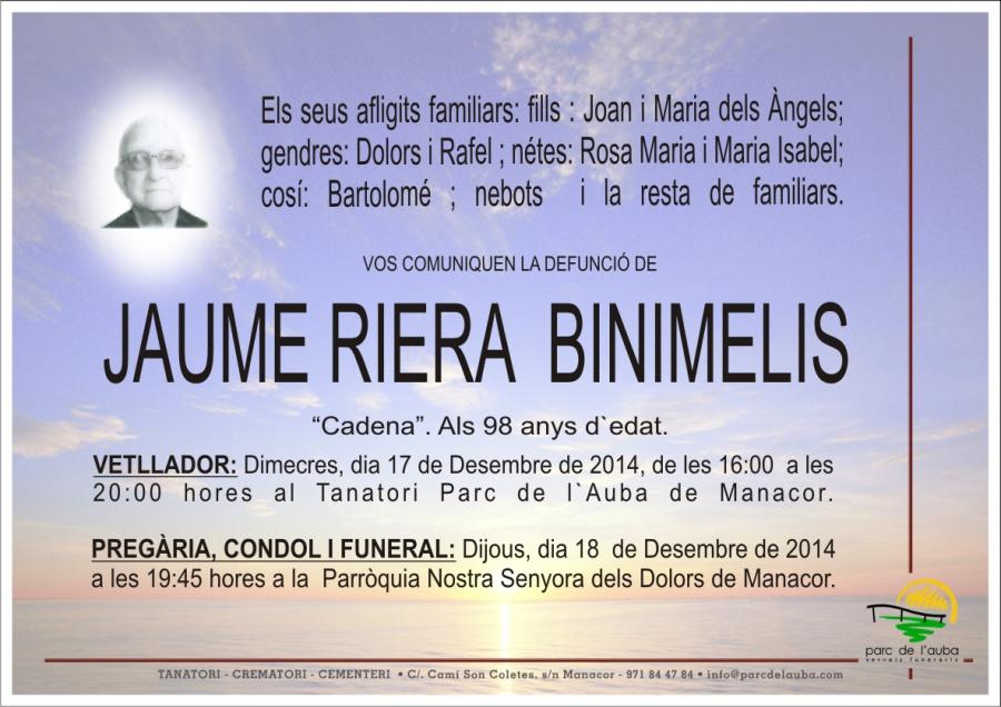 JAUME  RIERA BINIMELIS