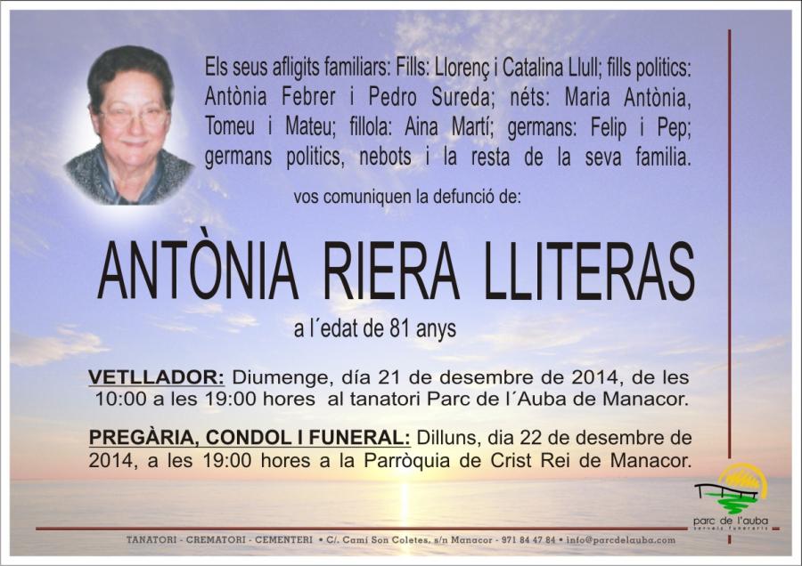 ANTONIA RIERA LLITERAS