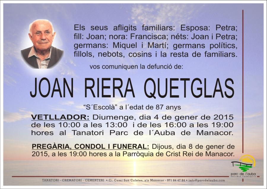 JOAN RIERA  QUETGLAS