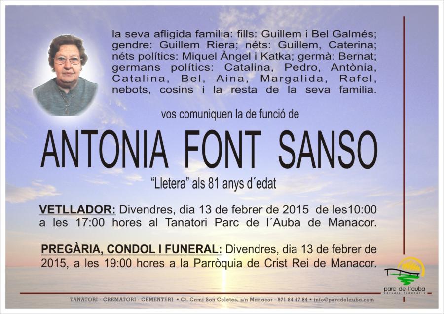 ANTONIA FONT  SANSO