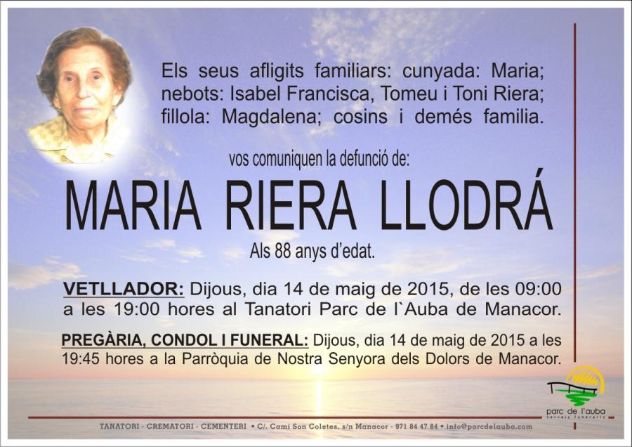 MARIA RIERA  LLODRÁ