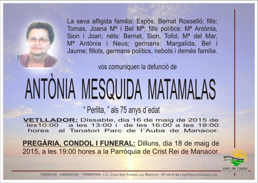 ANTÃ'NIA MESQUIDA MATAMALAS